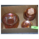 VINTAGE MARIGOLD CARNIVAL GLASS BOWLS, PLATES &>>