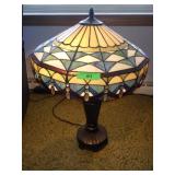 METAL LAMP W/ STAINED GLASS SHADE  25' TALL