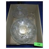 ASST. VTG GLASSWARE - COVERED CANDY DISH, BOWLS