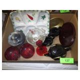 VINTAGE GLASS HUMIDOR / QUADRUPLE PLATE LID, >>>>