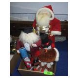 SANTAS, SNOWMAN BASKET, FIREPLACE MATCHES