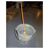VINTAGE GALVANIZED BUCKET, KIDS PLAY BROOM