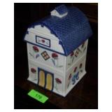 LENOX POPPIES ON BLUE COTTAGE COOKIE JAR
