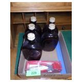 VINTAGE LOG CABIN SYRUP BOTTLES, HOLOGRAM RULER,>