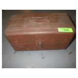 VINTAGE METAL TACKLE BOX W/ ASST. TACKLE