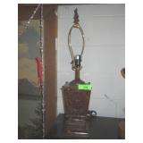 VTG  WOODEN LAMP W/ LIGHT IN MIDDLE (DOOR NEEDS>>>