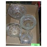 GLASS BASKET, CRYSTAL COMPOTE & CANDLE COVER>>>
