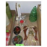 STAINED GLASS ANGEL, GLASS TREE CANDY JAR, B.O.>>>