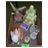CERAMIC BUNNY RABBIT & LEMON TREE DECOR, PLUSH>>>>