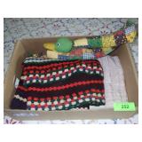 VINAGE CROCHETED AFGHAN, SATIN BABY BLANKET &>>>