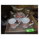 DEPT. 56 PEGGY TOOLE SANTA PITCHER & MUGS