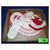 VTG CROCHETED BABY BOTTLE COVER, POT HOLDERS &>>>>