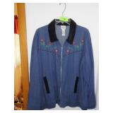 NAPA VALLEY JEAN ZIP UP EMBROIDERED JACKET (LARGE)