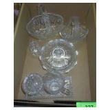 GLASS BASKETS, CREAM & SUGAR SET W/ TRAY, CRYSTAL>