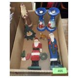 WOODEN SANTAS (ONE NEEDS ARM REPAIRED -SEE PICS)>>