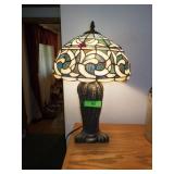 METAL LAMP W/ STAINED GLASS SHADE 20' TALL