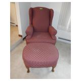 UPHOLSTERED WING BACK CHAIR & OTTOMAN