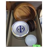 WOODEN SALAD BOWLS, SERVING BOWLS, PLATES