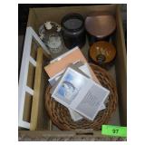 CANDLES, FRAMES, VTG WEDDING CAKE TOPPER, ETC