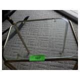 VINTAGE GLASS TOP END TABLE 15 x 12 x 18
