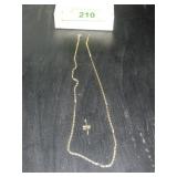 GOLD CHAIN MARKED 585, 14K GOLD CROSS MARKED BAB>>