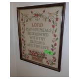 VINTAGE CROSSTITCH PRAYER  (NO GLASS)  15 x 18