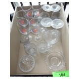 VINTAGE STEMWARE, CANDLEWICK BOWL, CREAMER, ETC