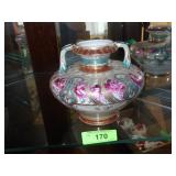 VINTAGE HAND PAINTED GOLD BEADED VASE 7" TALL