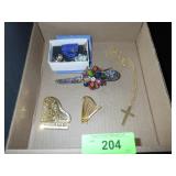 JEWELED HAIR CLIP, PIANO & HARP PIN, EARRINGS &>>>