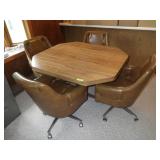 MCM DINING TABLE W/ 4 CHROMCRAFT SWIVEL ROLLING>>>
