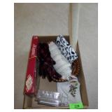 PIANO BANK, SCARVES, GLOVES, BASKET, SCRABBLE GAME