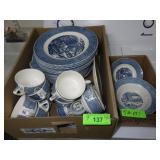 2 BL- VINTAGE CURRIER & IVES PLATES, CUPS, BOWLS