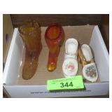 VTG L.E. SMITH AMBERINA / CADMIUM GLASS BOOT, >>>>