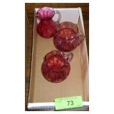 3 VINTAGE CRANBERRY GLASS CREAMERS