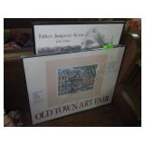 2 FRAMED POSTERS (BROKEN GLASS ON ONE) 24 x 19 &>