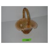 VINTAGE FENTON OPALESCENT AMBER HOBNAIL BASKET