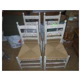 4 HAND PAINTED CHAIRS W/ RUSH SEATS