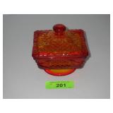 VTG VIKING? YESTERYEAR AMBERINA FOOTED CANDY DISH