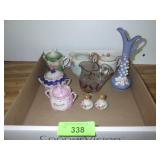 VINTAGE MUSTARD JARS, VASE, SHAKERS, CREAMERS