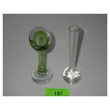 2 VINTAGE CONTROLLED BUBBLE PAPERWEIGHT BUD VASES