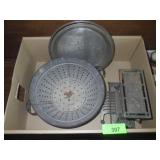 VINTAGE PIE PAN, CALUMET CAKE PAN, STRAINER &>>>>