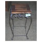 WOOD & METAL TABLE 13 1/2 x 13 1/2 x 26