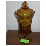 VTG FOSTORIA AMBER COIN GLASS APOTHECARY / URN 13'