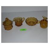 VINTAGE FOSTORIA AMBER COIN GLASS CREAMER, SUGAR>>