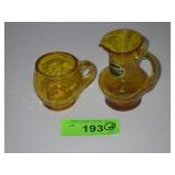 VINTAGE KANAWHA MINI CRACKLE GLASS PITCHER & CUP