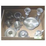 VTG PEWTER - CANDLESTICKS, CREAMERS, SUGARS, ETC