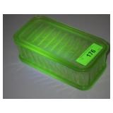 VINTAGE URANIUM GLASS REFRIGERATOR DISH (CHIPS>>>