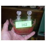 VINTAGE PERFUME BOTTLES IN LEATHER HOLDER