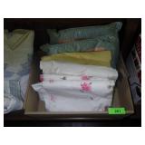 VINTAGE SHEETS, QUILTED CHAIR CUSHIONS (SEE PICS>>