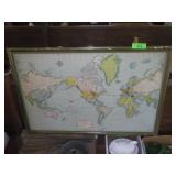 VINTAGE WORLD TRAVEL MAP 32 x 21